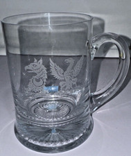 Glass Engraved Tankard With