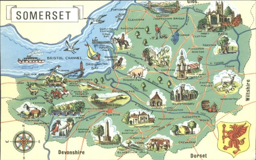 Vintage somerset map - somerset,