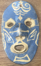 Handmade Pottery Mask Signed By Artist  - approx. 15.5cm long - has crazing