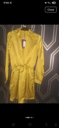 Size satin dress mustard - size,