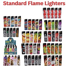 5 Pack Standarad Flame Gas Lighters  Set Assorted New Cool Designs Refillable UK