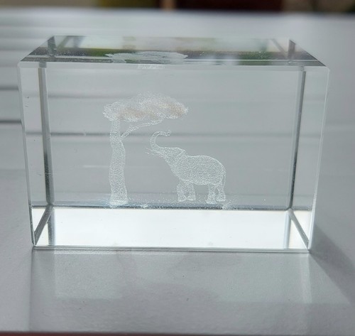 Elephant laser etched crystal - elephant,