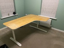 IKEA BEKANT Right Corner Desk, 160 x 110 Cm, Maple Veneer with White Legs