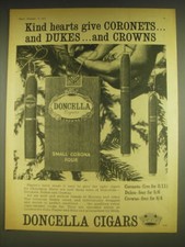 1963 Doncella Cigars Ad - Kind hearts give Coronets.. And Dukes.. And Crowns