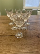 6 Signed Saint Louis Tommy Model Crystal Wine Glasses H 15cm