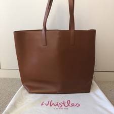 Brown Whistles Leather Tote Bag With Inside Pocket and Long Straps 