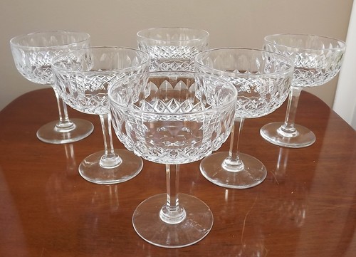 Six vintage champagne saucers - six,