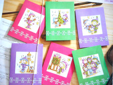 CUTE CAROL SINGERS CARDS . 6 CROSS STITCH CHARTS. CHARITY SALE ?