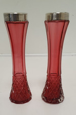 Pair Victorian Cranberry Glass