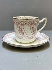 Antique Tea Cup Saucer Pink Bone China W. A. Adderley & Co c1892