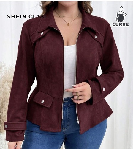 Women burgundy zip up - 2x, zip-up