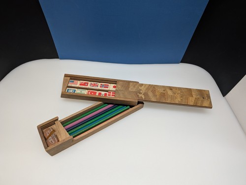 Vtg wooden pencil box scottish - box,