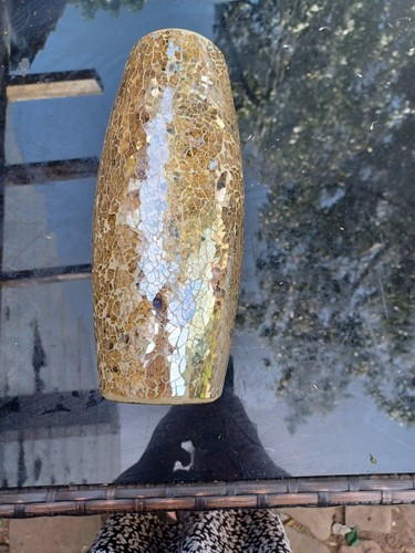Gold mosaic vase - gold,