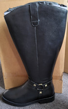 SIMPLY BE Leather Knee High Boots, Extra Wide Calf - UK Size 4