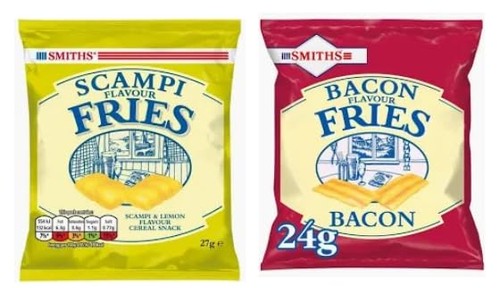 Smiths scampi fries and bacon - and,