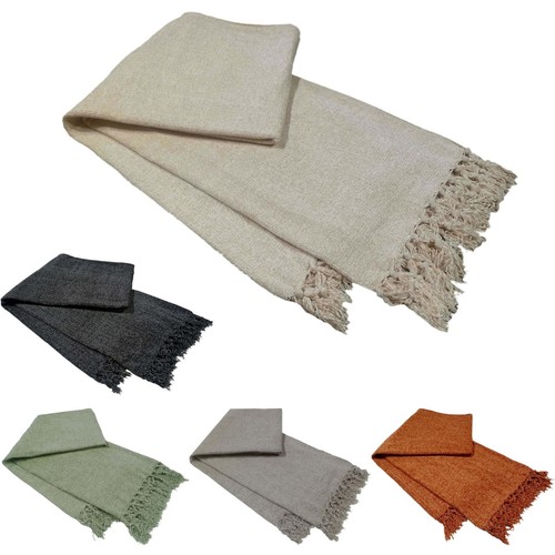 Chenille throw with tassels - with,