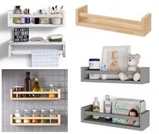 Wooden Spice Jar Rack Wall Mounted Natural wood Display storage shelf bookcase