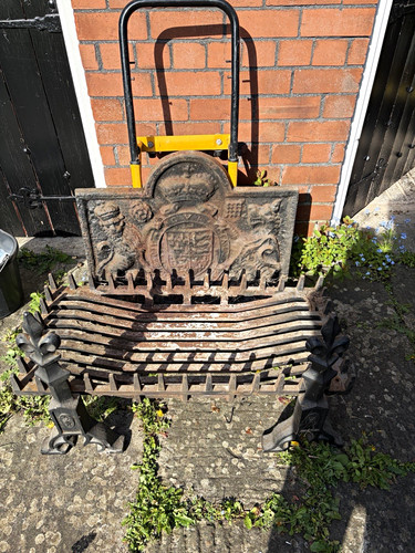Cast iron fireplace back - cast, fireplace.