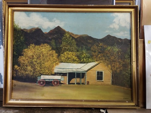 Framed original oil board - oil,