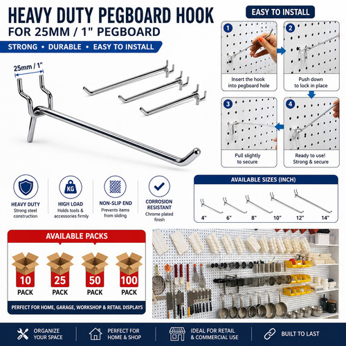 Heavy duty pegboard hooks - heavy,