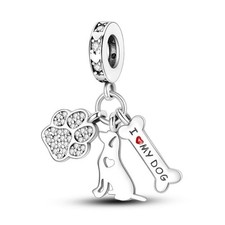 S925 Sterling Silver Dog, Bone