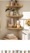 Petrala Corner Shelf Hanging Wall Shelf Wood 3-Piece Set Large Vintage Floating