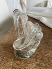 Vintage Murano Style Browns Clear Art Glass Twisted Swirl Glass Ornament