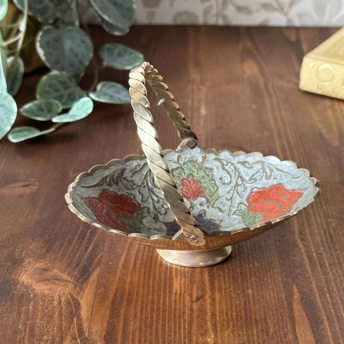 Vintage indian brass enamel - vintage,