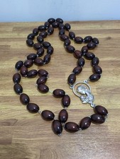 Antique Italian Large Seed Wood Rosary Prayer Beads Madonna & Child, RARE