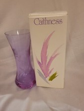 Caithness CT506F Engraved Scottish Thistle Flared Purple Tinge Bud Vase - Boxed