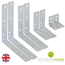 Metal Corner L Brackets Wood Braces Galvanised Reinforced Steel 20mm to 100mm