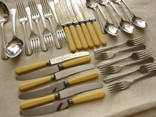 Vintage FIRTH SAVOY Forks & Spoons & Lewis Rose Sheffield Knives / Cutlery Set