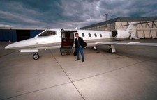 Damon Hill with the Lear Jet