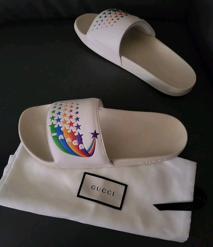 Gucci mens leather slides - gucci,