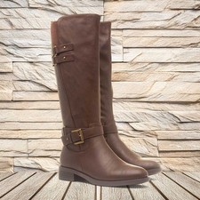 Lilley Womens Boots Brown Adults Ladies Knee High Zip Up Elasticated Elena SIZE