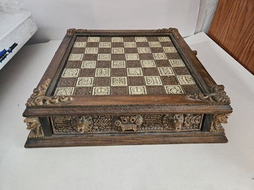 Antique chess set table mayan - chess,