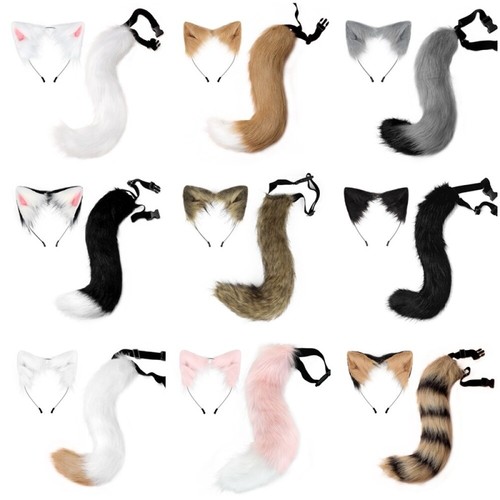 Faux fur fox wolf ears - wolf,