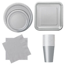 Disposable Paper Plates Cups and Napkins Solid Colours Tableware Sets for Party
