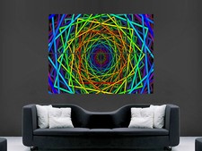 TRIPPY NEON SQUARES ART WALL PICTURE POSTER  GIANT HUGE
