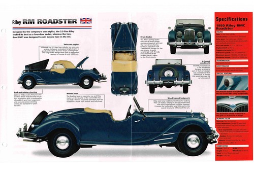 Riley roadster spec sheet - riley, rm