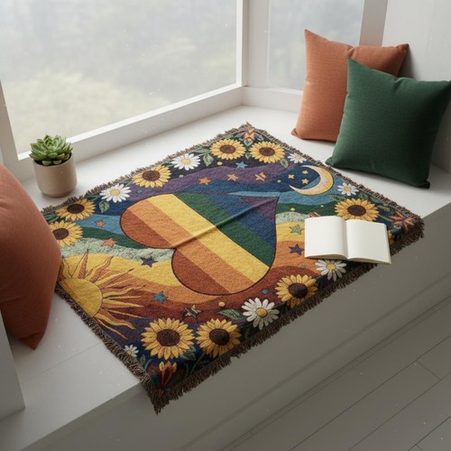 Retro sun and moon blanket - sun,