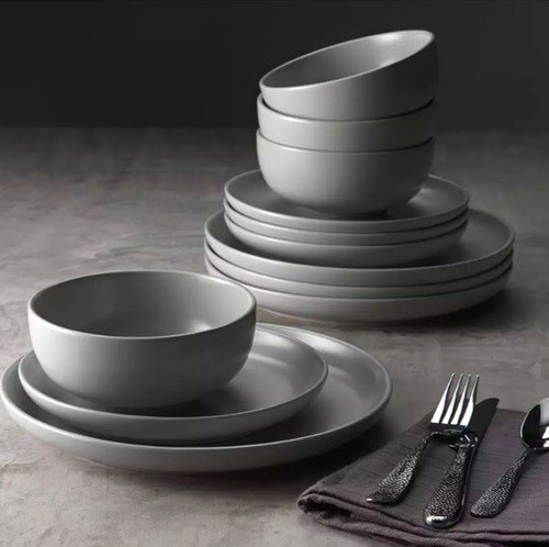 Grey matt stoneware - dinner, set