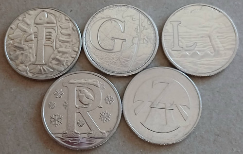 2018 alphabet 10p coins - 5x,