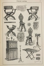 Italian Gothic Furniture Styles - 1904 Large Antique Print