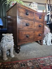 A Beautiful Character Early Victorian Neat Mahogany Chest Of Drawers Turned Legs