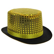 GOLD SEQUIN TOP HAT CABARET CIRCUS RINGMASTER FANCY DRESS COSTUME ACCESSORY