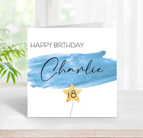 Male birthday blue card - birthday,