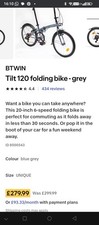 BTWIN Tilt 120 Folding Bicycle 6-Speed With Basket, Bike Lock, And Saddle Bags