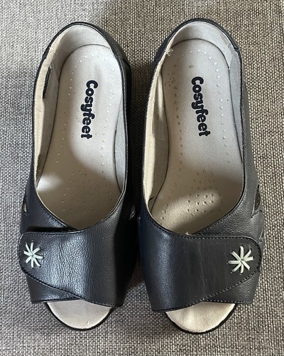 Cosyfeet navy leather - leather, sandal