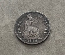 QUEEN VICTORIA 4 PENCE 1842 OVERSTOCK 2 RARE SILVER HIGH GRADE COIN HH546
